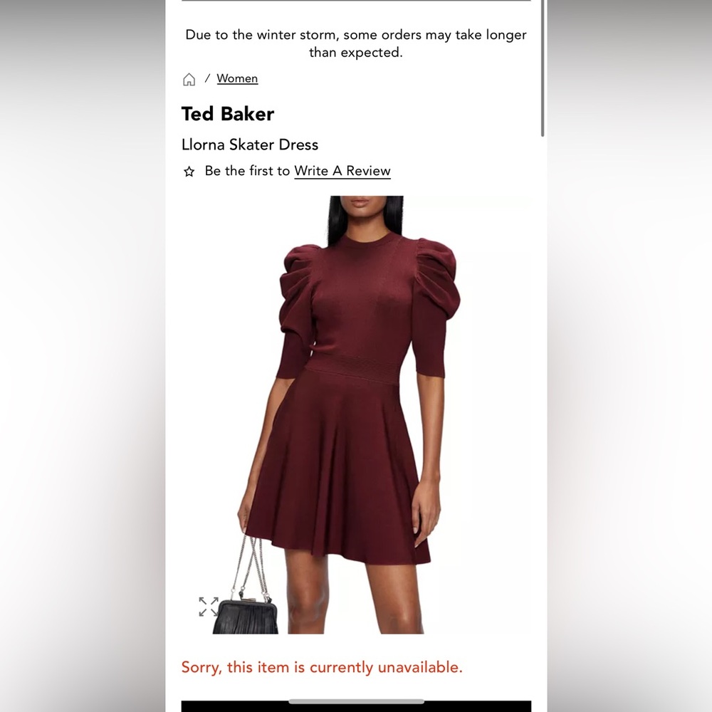 Ted Baker Llorna Statement Sleeve Skater Dress in deep purple